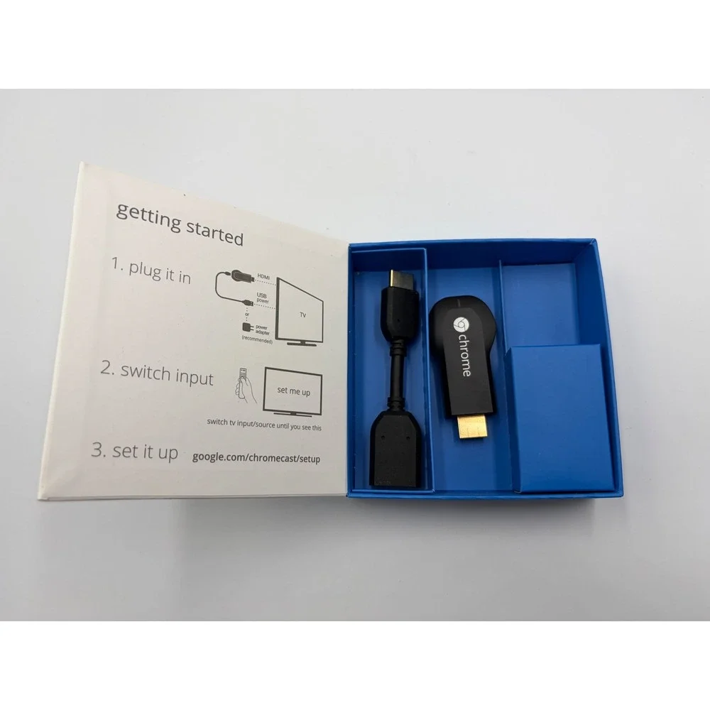 Google Chromecast HDMI Streaming Media Player Black H2G2-42 1st Gen With Extende